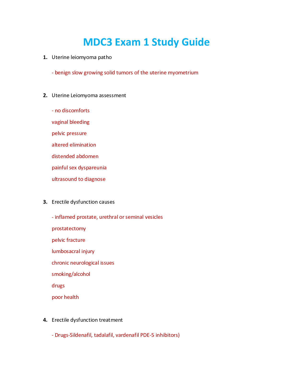 Preview of NUR 2502 / NUR2502 Exam 1 Study Guide: Multidimensional Care III / MDC 3 Exam 1 Study Guide (Latest 2021/ 2022) Rasmussen